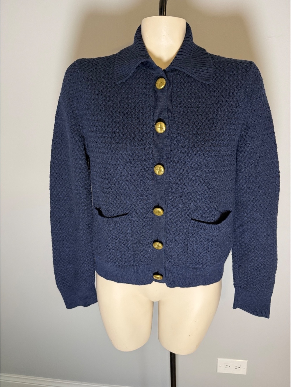 rag & bone Women's Navy Blue Collared Sweater Cardigan Size S